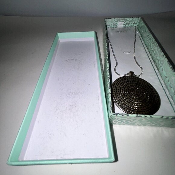 Scroll And Vine Silver Extra Long Pendant Reversible Necklace NIB 38" NOTE - Picture 7 of 9